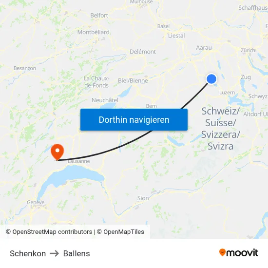 Schenkon to Ballens map