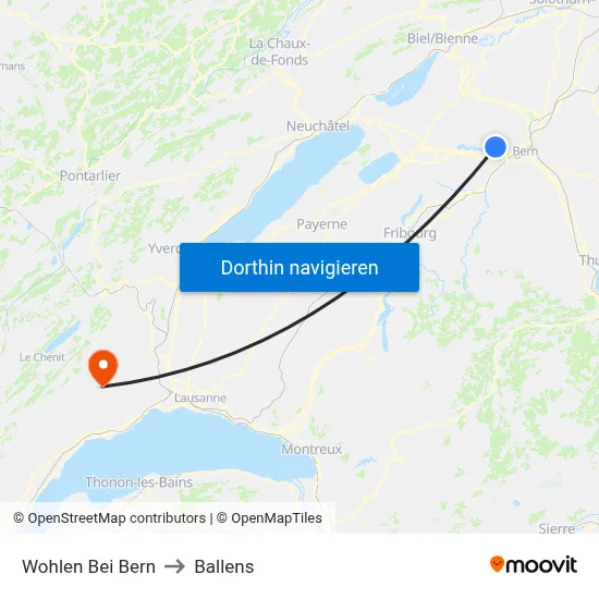 Wohlen Bei Bern to Ballens map