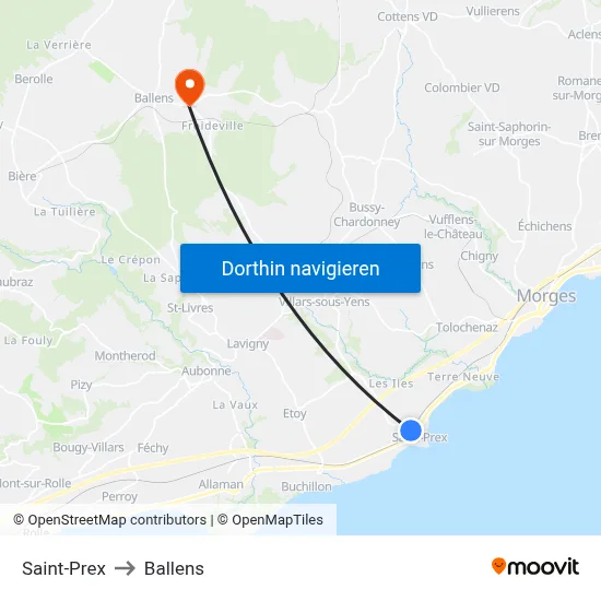 Saint-Prex to Ballens map