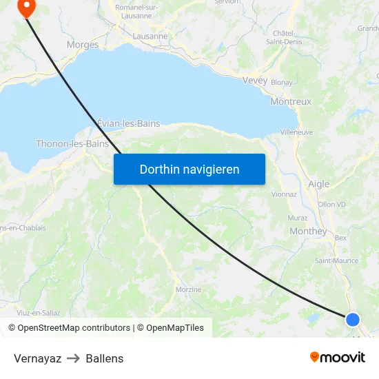 Vernayaz to Ballens map