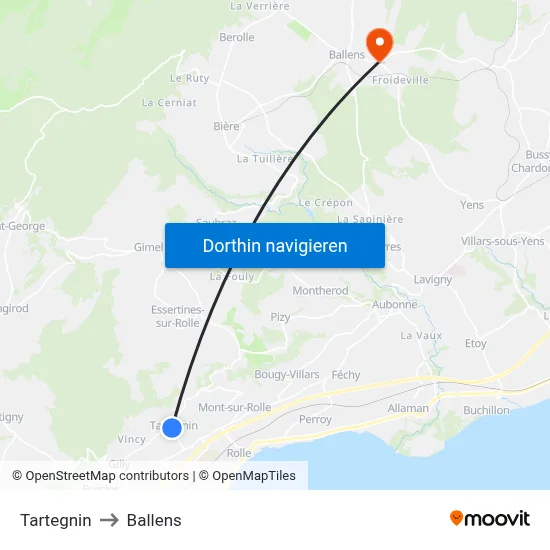 Tartegnin to Ballens map