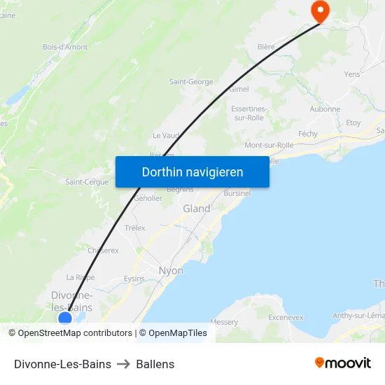 Divonne-Les-Bains to Ballens map