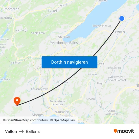 Vallon to Ballens map