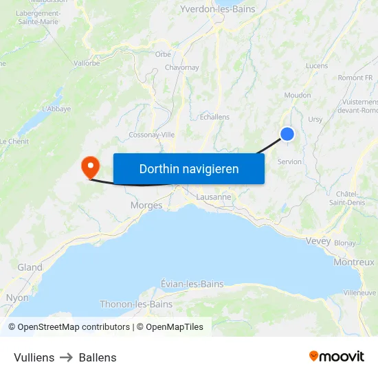 Vulliens to Ballens map
