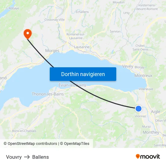 Vouvry to Ballens map