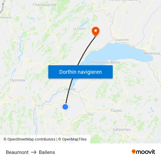 Beaumont to Ballens map