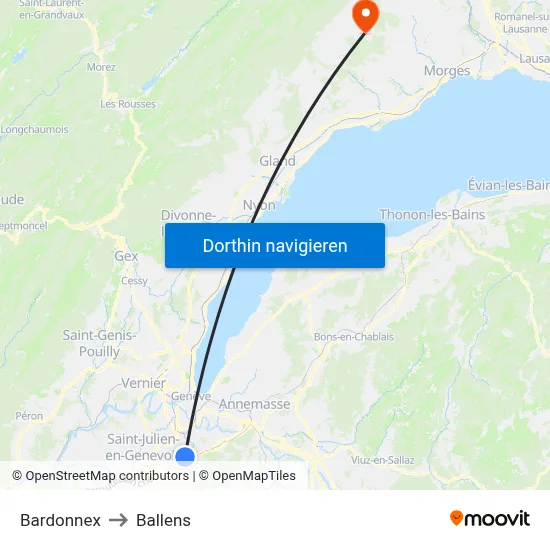 Bardonnex to Ballens map