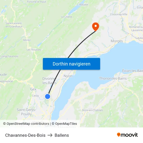Chavannes-Des-Bois to Ballens map