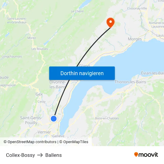 Collex-Bossy to Ballens map