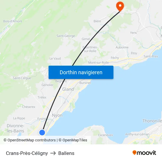 Crans-Près-Céligny to Ballens map