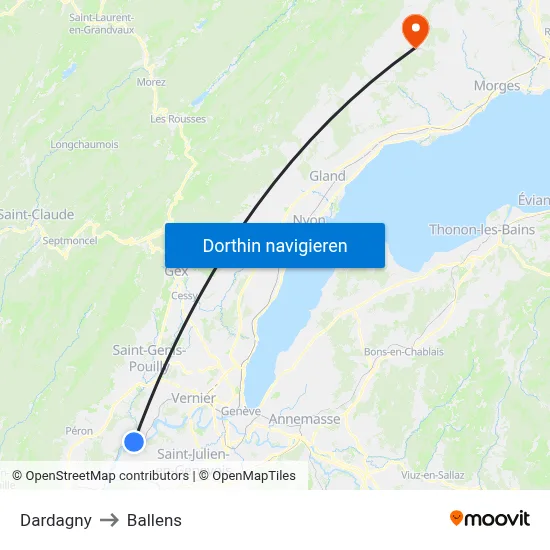 Dardagny to Ballens map