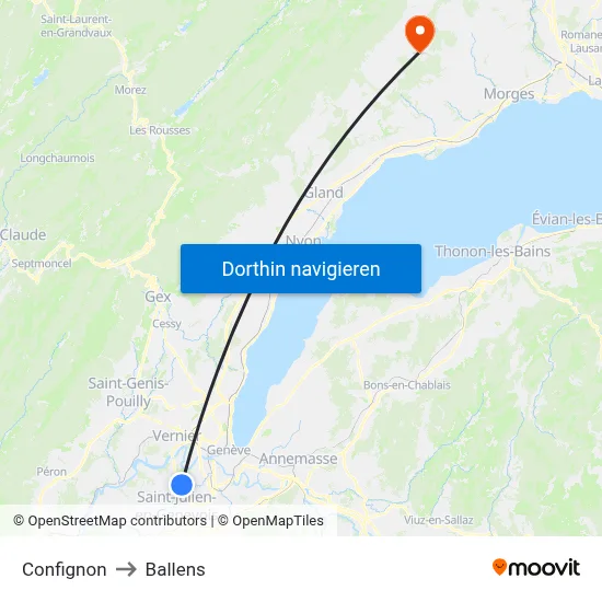 Confignon to Ballens map