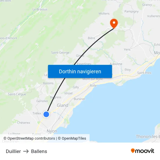 Duillier to Ballens map