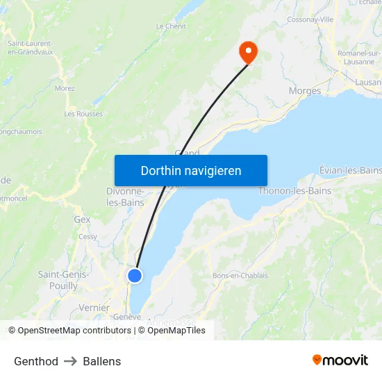 Genthod to Ballens map
