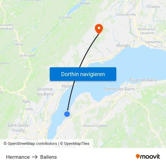 Hermance to Ballens map