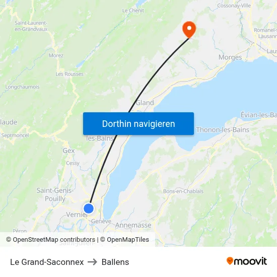 Le Grand-Saconnex to Ballens map