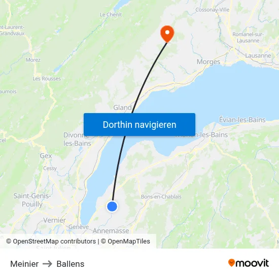 Meinier to Ballens map