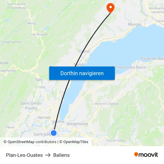Plan-Les-Ouates to Ballens map