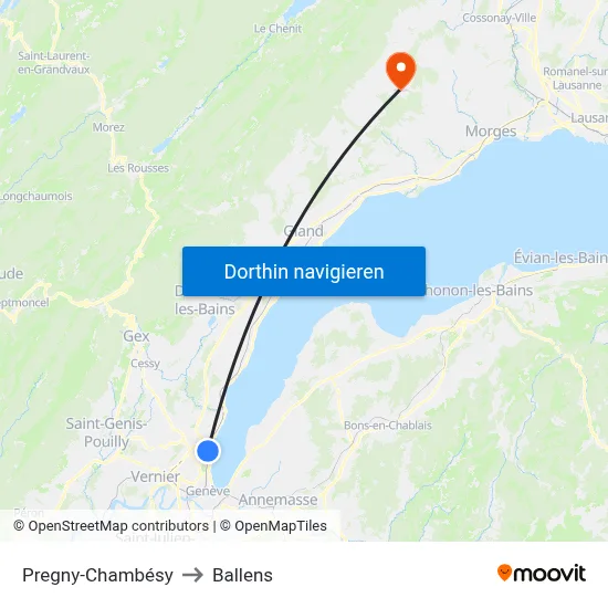 Pregny-Chambésy to Ballens map
