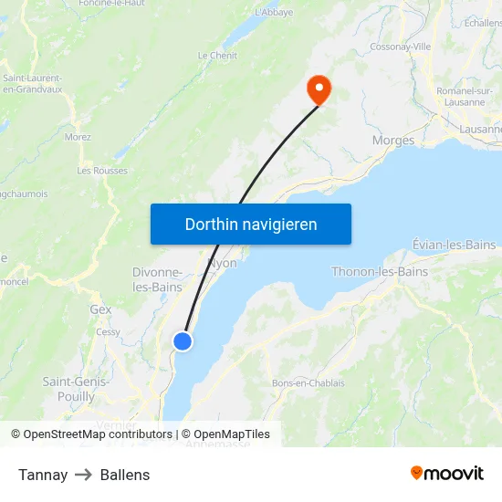 Tannay to Ballens map