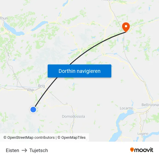 Eisten to Tujetsch map
