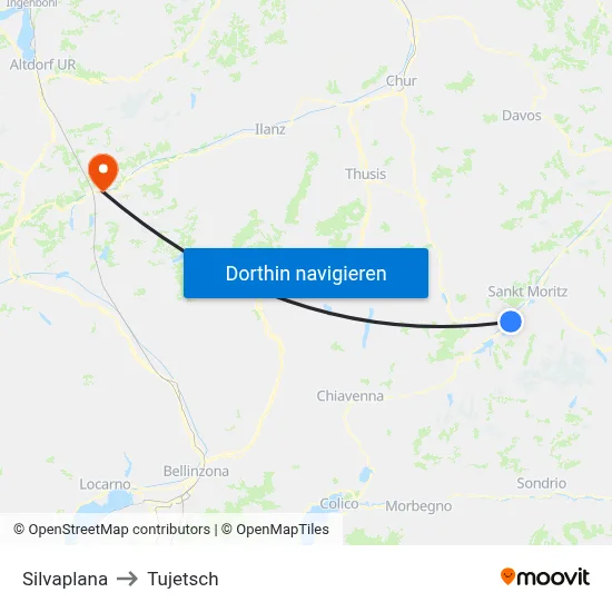 Silvaplana to Tujetsch map