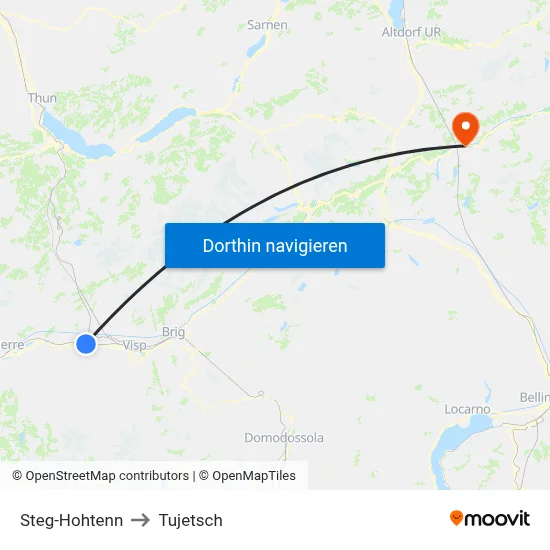 Steg-Hohtenn to Tujetsch map