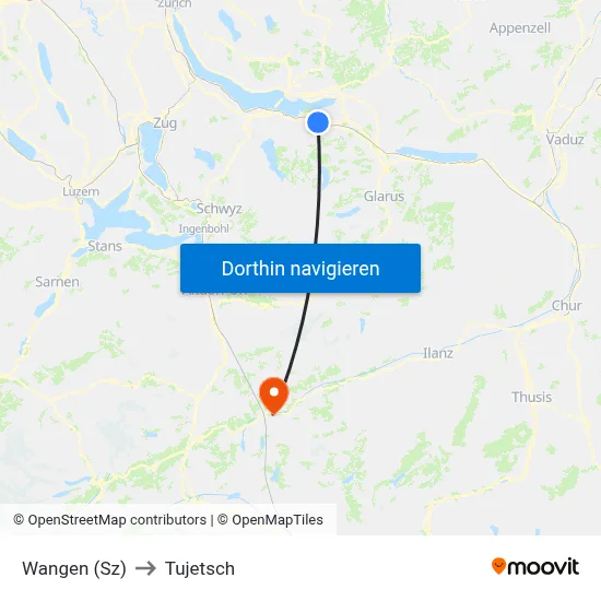 Wangen (Sz) to Tujetsch map