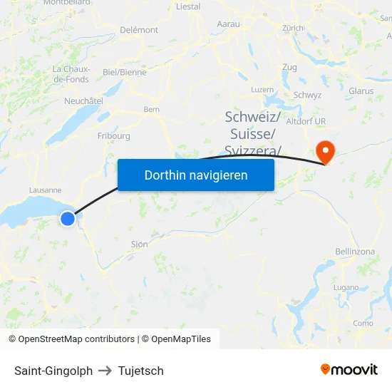 Saint-Gingolph to Tujetsch map