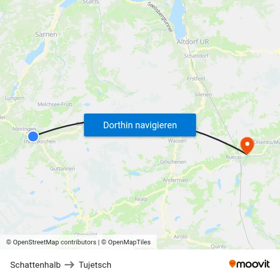 Schattenhalb to Tujetsch map