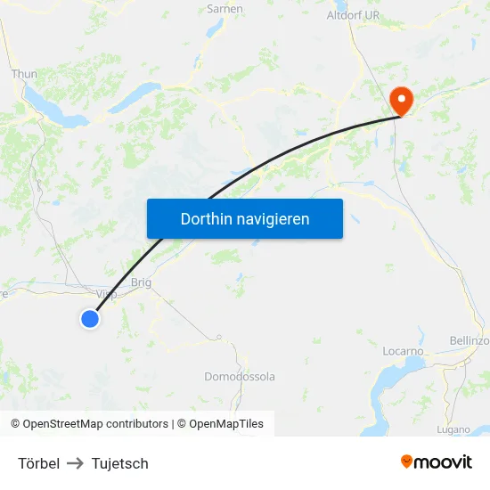 Törbel to Tujetsch map
