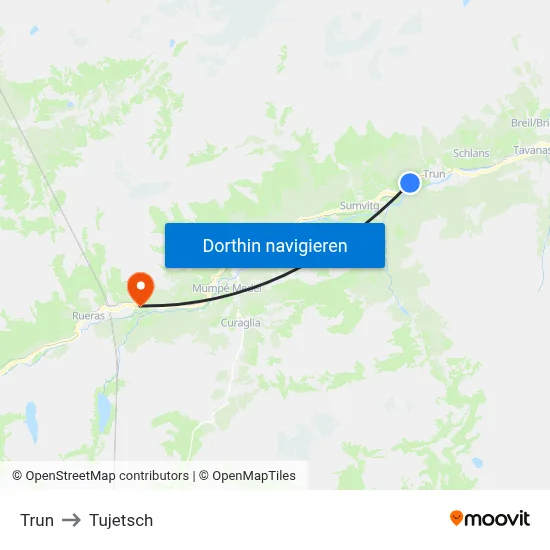 Trun to Tujetsch map