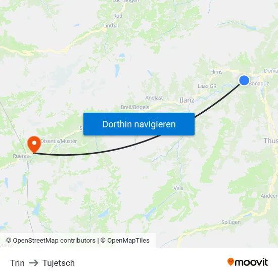 Trin to Tujetsch map
