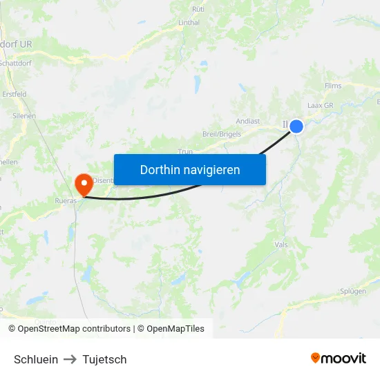 Schluein to Tujetsch map