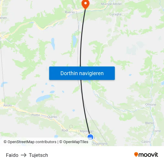 Faido to Tujetsch map