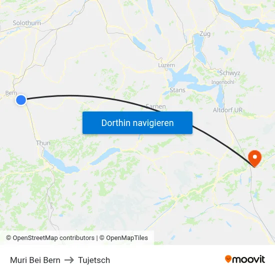 Muri Bei Bern to Tujetsch map