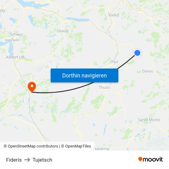 Fideris to Tujetsch map