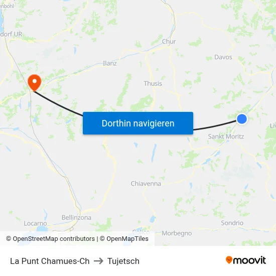 La Punt Chamues-Ch to Tujetsch map