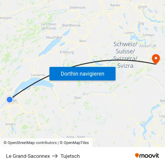 Le Grand-Saconnex to Tujetsch map