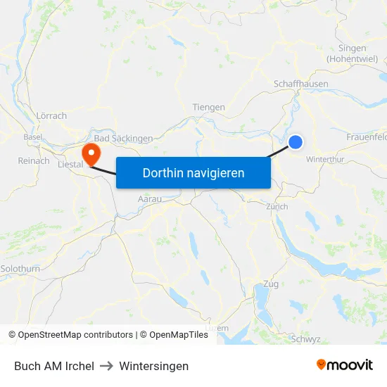 Buch AM Irchel to Wintersingen map