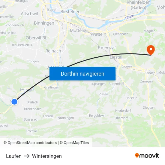 Laufen to Wintersingen map