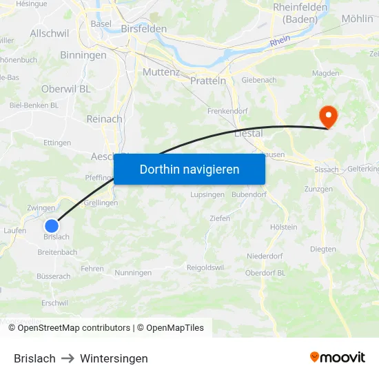 Brislach to Wintersingen map