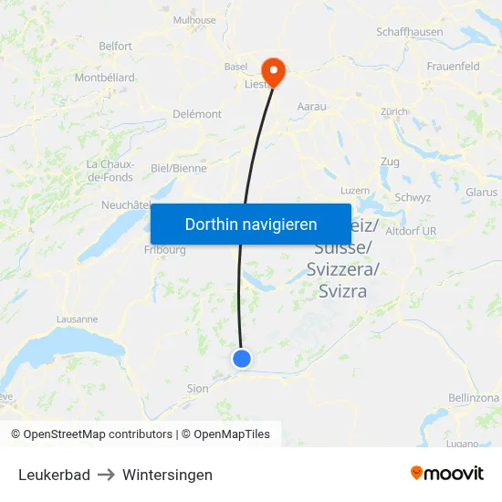 Leukerbad to Wintersingen map
