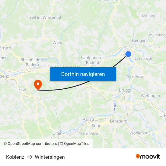 Koblenz to Wintersingen map