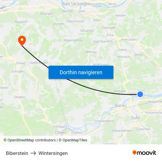 Biberstein to Wintersingen map