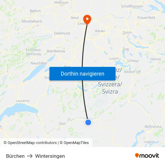 Bürchen to Wintersingen map