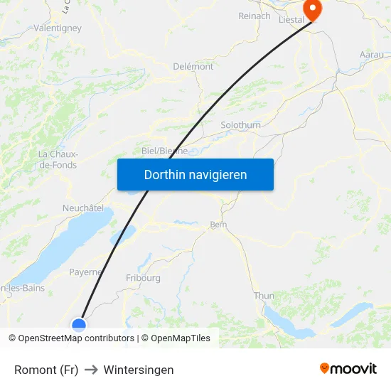 Romont (Fr) to Wintersingen map