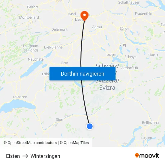 Eisten to Wintersingen map