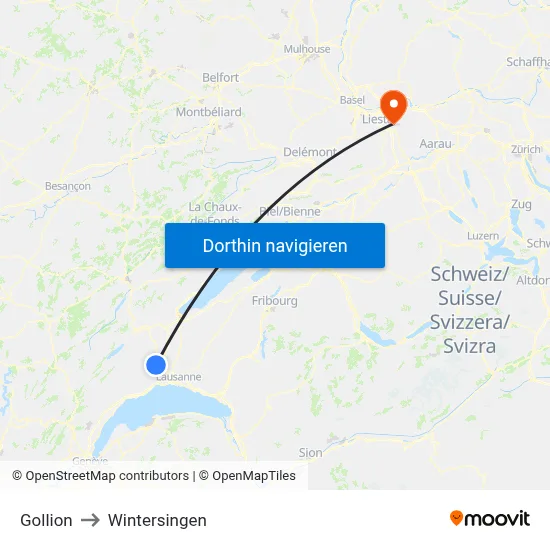 Gollion to Wintersingen map