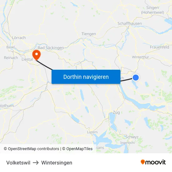 Volketswil to Wintersingen map